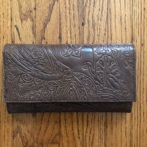 Patricia Nash dark brown trifold wallet
